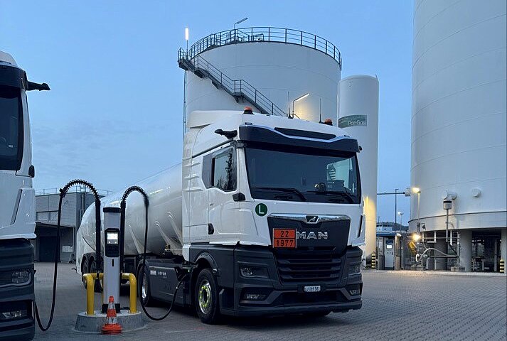 Ein E-Truck wird aufgeladen Ein E-Truck wird aufgeladen